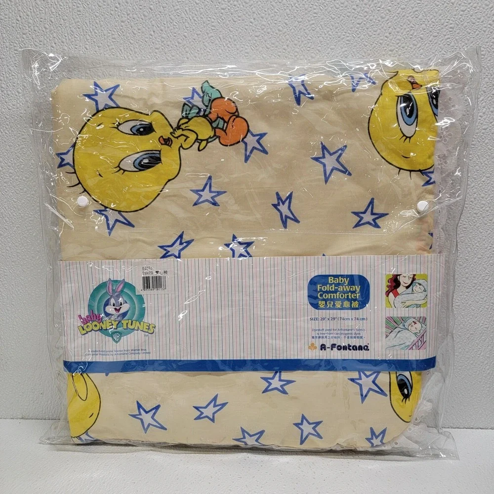 Vintage 1997 Looney Tunes Tweety Baby Blanket Fold Away Comforter A-Fontane 29